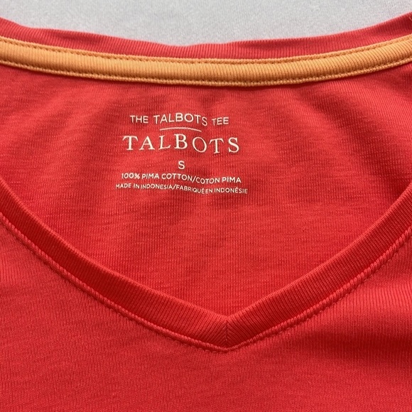 Talbots The Talbots Tee  V-Neck With Short Sleeves in Orange  Size S - Picture 4 of 7